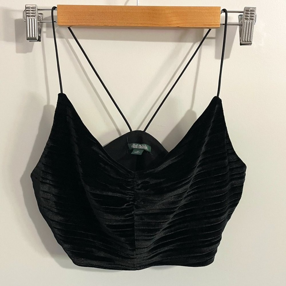 Wild Fable Women's Tank Top Size XS Straps Black Velvet Slim Fit